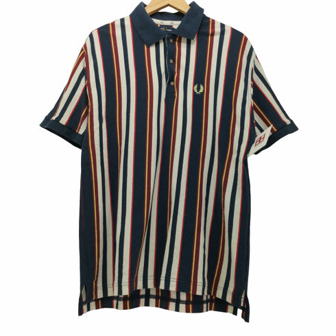 フレッドペリー FRED PERRY ロゴ刺繍 ストライプ ポロシャツ メンズ import:M