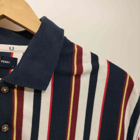 フレッドペリー FRED PERRY ロゴ刺繍 ストライプ ポロシャツ メンズ import:M