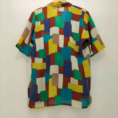 80-90s 総柄 ポリエステル マルチカラー オープンカラー シアーシャツ レディース