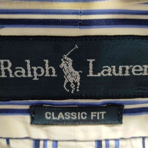 ラルフローレン RALPH LAUREN 90S CLASSIC FIT ポニー刺繍 ストライプ BDシャツ メンズ L