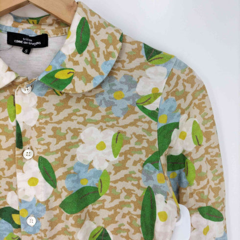 トリココムデギャルソン tricot COMME des GARCONS AD2013 プリント加工 丸襟 花柄 シャツブラウス レディース JPN:S