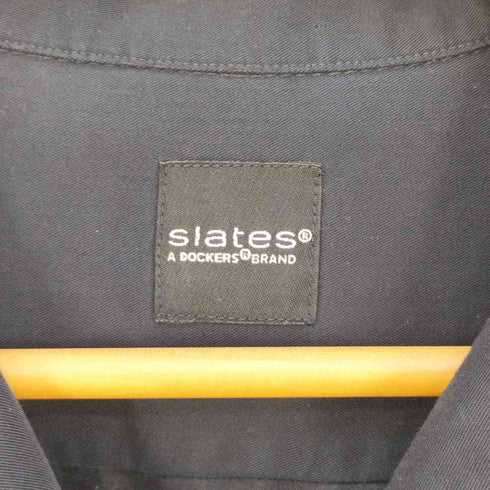 スレーツ SLATES レーヨンポリ 開襟 オープンカラーシャツ メンズ import:M