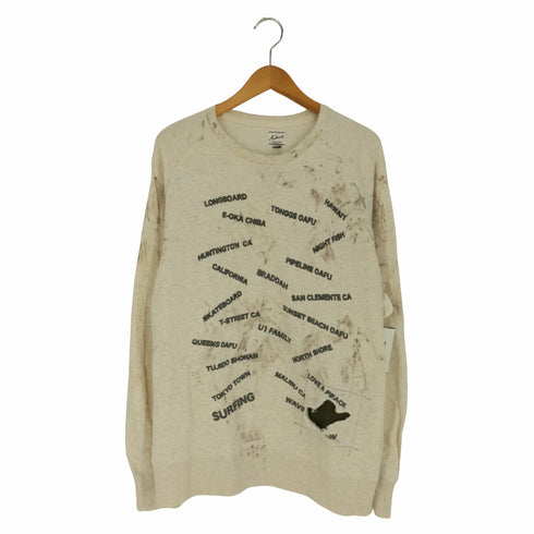 Klevis ダメージ加工 両面プリント クルーネックスウェット メンズ import:L