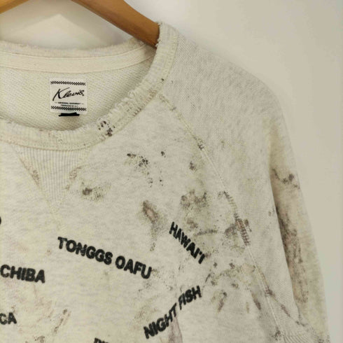 Klevis ダメージ加工 両面プリント クルーネックスウェット メンズ import:L