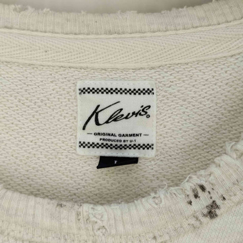 Klevis ダメージ加工 両面プリント クルーネックスウェット メンズ import:L