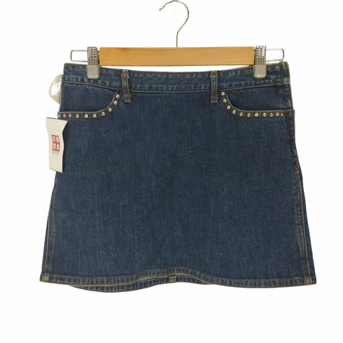 バーバリーブルーレーベル BURBERRY BLUE LABEL ウエスト裏 ノバチェック スタッズ デニム ミニ スカート Y2K レディース EUR:38