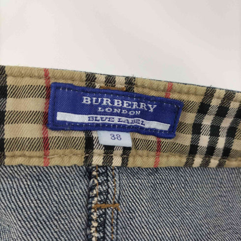 バーバリーブルーレーベル BURBERRY BLUE LABEL ウエスト裏 ノバチェック スタッズ デニム ミニ スカート Y2K レディース EUR:38