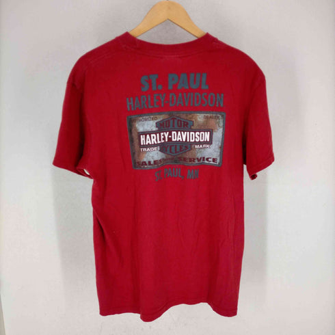 ハーレーダヴィットソン HARLEY DAVIDSON フロントポケット両面プリントクルーネックTシャツ メンズ JPN:L