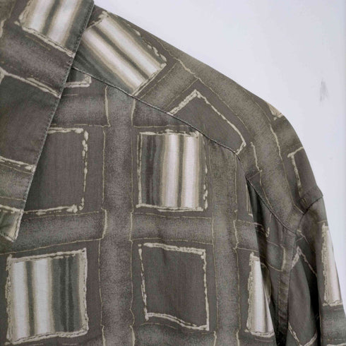 クレイボーン Claiborne 総柄 シルク半袖シャツ メンズ XL