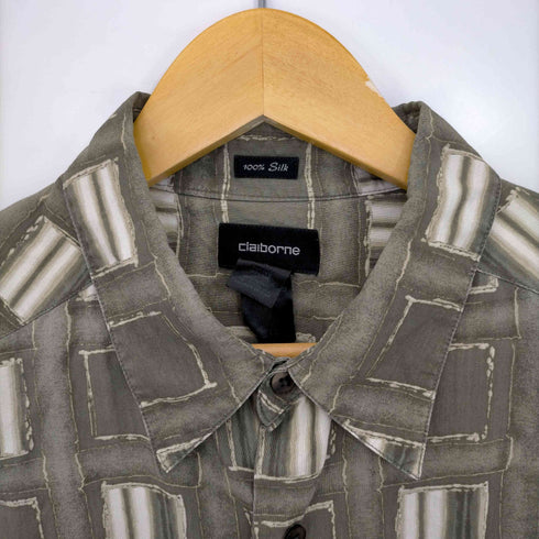 クレイボーン Claiborne 総柄 シルク半袖シャツ メンズ XL