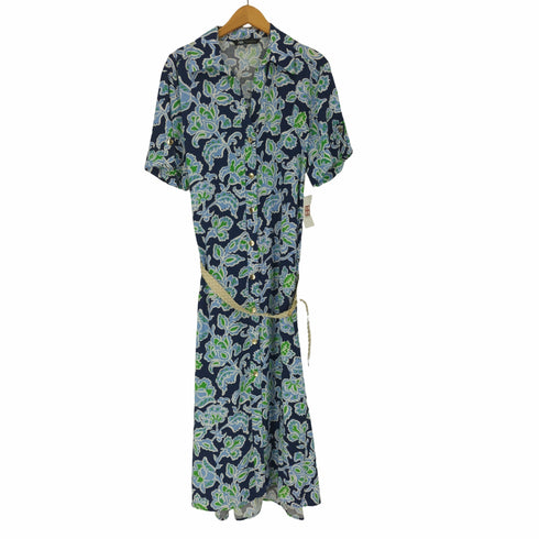 ザラ ZARA BELTED SHIRT DRESS フローラル シャツ ドレス ワンピース レディース import:L