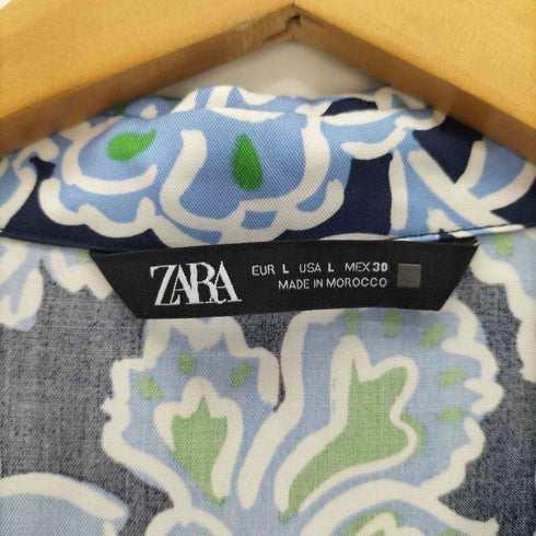 ザラ ZARA BELTED SHIRT DRESS フローラル シャツ ドレス ワンピース レディース import:L