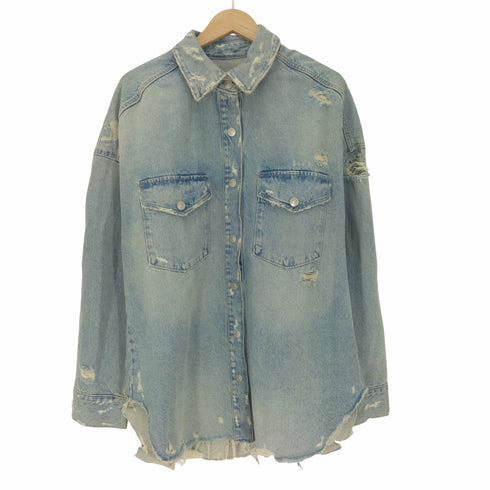 ザラ ZARA クラッシュ加工 デニムシャツジャケット レディース XS