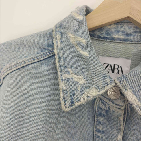 ザラ ZARA クラッシュ加工 デニムシャツジャケット レディース XS