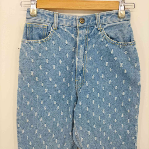 ORA JEANS ドット柄 ジッパーフライ テーパード デニム パンツ レディース