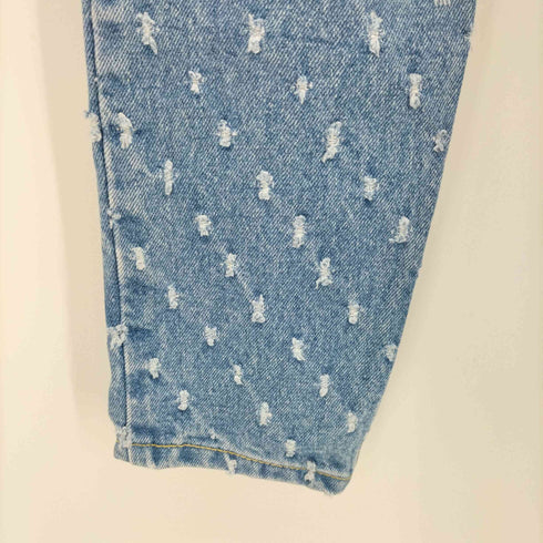 ORA JEANS ドット柄 ジッパーフライ テーパード デニム パンツ レディース