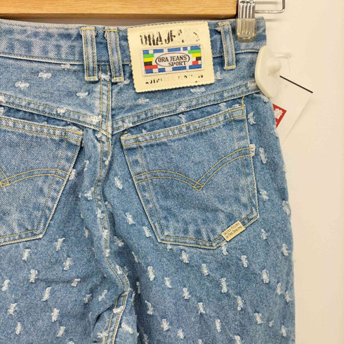ORA JEANS ドット柄 ジッパーフライ テーパード デニム パンツ レディース