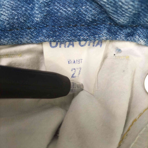 ORA JEANS ドット柄 ジッパーフライ テーパード デニム パンツ レディース