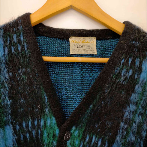 キャンパス CAMPUS 60S WOOL-MOHAIR ウールモヘア総柄カーディガン 毛足長め メンズ import:L