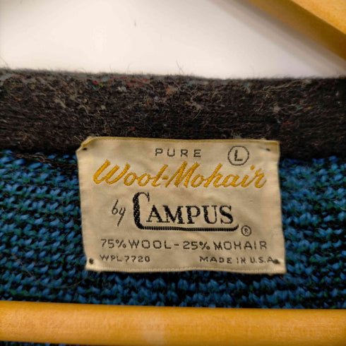 キャンパス CAMPUS 60S WOOL-MOHAIR ウールモヘア総柄カーディガン 毛足長め メンズ import:L
