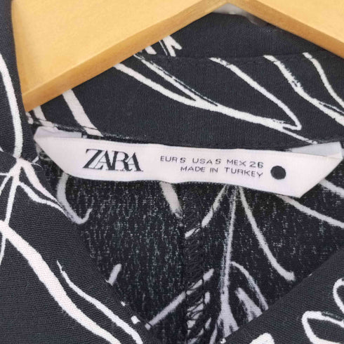 ザラ ZARA 総柄 ハーフボタン シャツワンピース レディース import:S