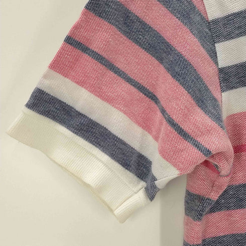 アイゾッドラコステ IZOD LACOSTE S/S ロゴ刺繍鹿の子 ボーダーポロシャツ メンズ JPN:L