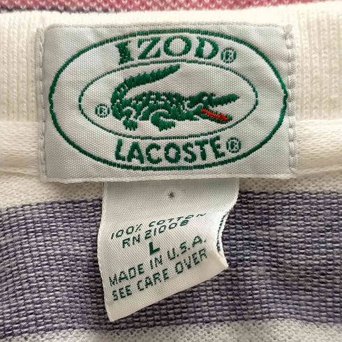 アイゾッドラコステ IZOD LACOSTE S/S ロゴ刺繍鹿の子 ボーダーポロシャツ メンズ JPN:L