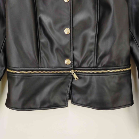 ザラ ZARA ノーカラー金釦レザージャケット レディース JPN:L