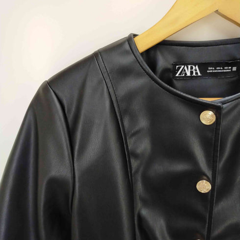 ザラ ZARA ノーカラー金釦レザージャケット レディース JPN:L