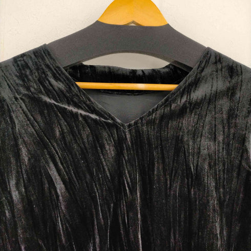 StyleEngin ボウタイ ベロアマキシワンピース レディース