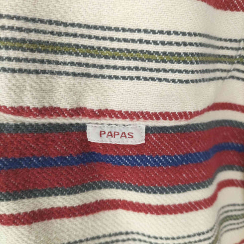 パパス papas 民族 ボーダー レギュラーカラー シャツ メンズ import:L