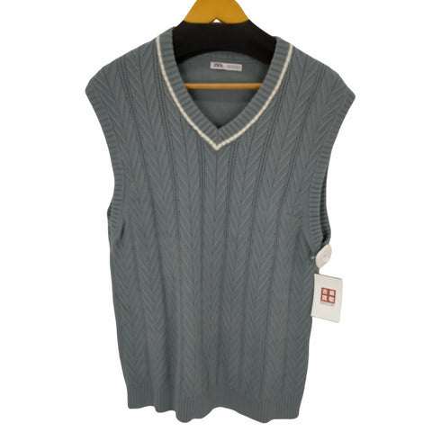 ザラ ZARA Vネックニットベスト メンズ import:L