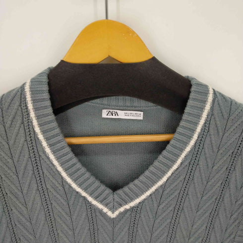 ザラ ZARA Vネックニットベスト メンズ import:L