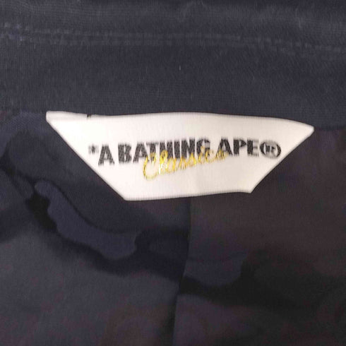 アベイシングエイプ A BATHING APE 裏地 ABCカモ 金ボタン 紺 ブレザー 紺ブレ コットン リネン テーラードジャケット メンズ JPN:S