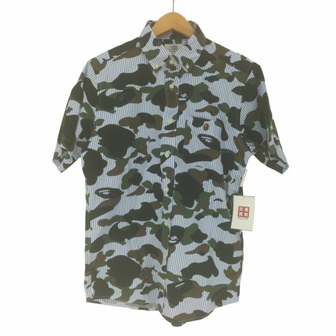 アベイシングエイプ A BATHING APE 1ST CAMO STRIPE BD S/S SHIRT カモ ストライプ B.D シャツ メンズ JPN:M