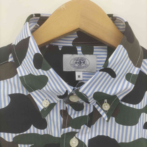 アベイシングエイプ A BATHING APE 1ST CAMO STRIPE BD S/S SHIRT カモ ストライプ B.D シャツ メンズ JPN:M