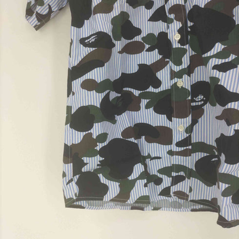 アベイシングエイプ A BATHING APE 1ST CAMO STRIPE BD S/S SHIRT カモ ストライプ B.D シャツ メンズ JPN:M