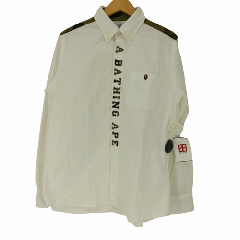 アベイシングエイプ A BATHING APE エイプヘッド 刺繍 1ST カモ 切替 オックスフォード B.D シャツ メンズ JPN:M