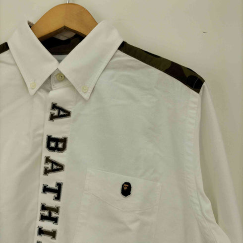 アベイシングエイプ A BATHING APE エイプヘッド 刺繍 1ST カモ 切替 オックスフォード B.D シャツ メンズ JPN:M
