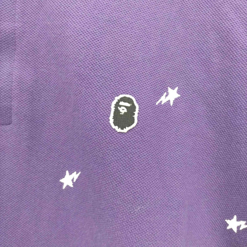 アベイシングエイプ A BATHING APE エイプヘッド 刺繍 スター柄 S/S ポロシャツ メンズ JPN:M
