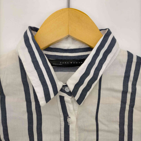 ザラ ZARA リネン混 ベルテッド ストライプシャツワンピース レディース import:XS