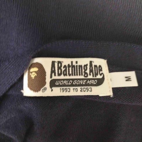 アベイシングエイプ A BATHING APE エイプヘッド 刺繍 ウール カーディガン メンズ JPN:M