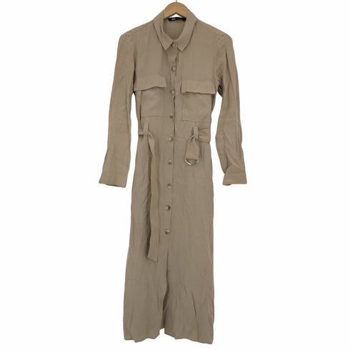 ザラ ZARA Long Sleeve Side-slit Dress サイドスリット シャツワンピース レディース import:S