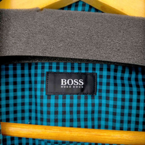 ヒューゴボス HUGO BOSS ギンガムチェックオープンカラーシャツ メンズ