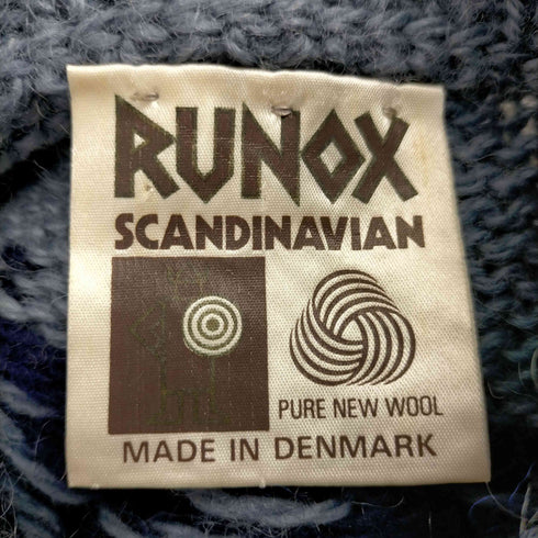 RUNOX デンマーク製 ノルディック柄カーディガン コンチョボタン メンズ