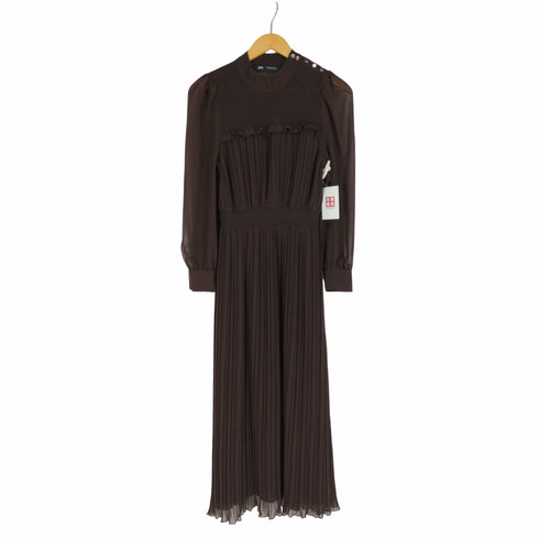 ザラ ZARA シフォンプリーツ ミディ ワンピース レディース import:S