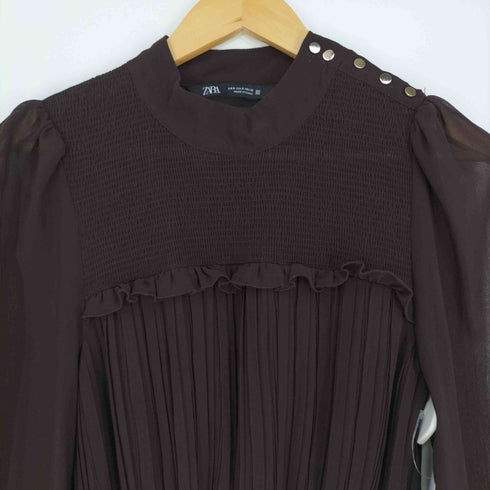 ザラ ZARA シフォンプリーツ ミディ ワンピース レディース import:S