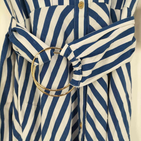 ザラ ZARA ストライプ ベルテッド シャツ ドレス ワンピース レディース import:S