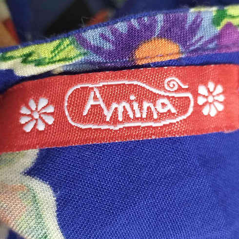 アミナ Amina 花柄 レーヨン Vネックワンピース レディース