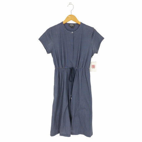 アーペーセー A.P.C. 総柄 ウエストドローコード フレンチスリーブ ワンピース レディース import:M